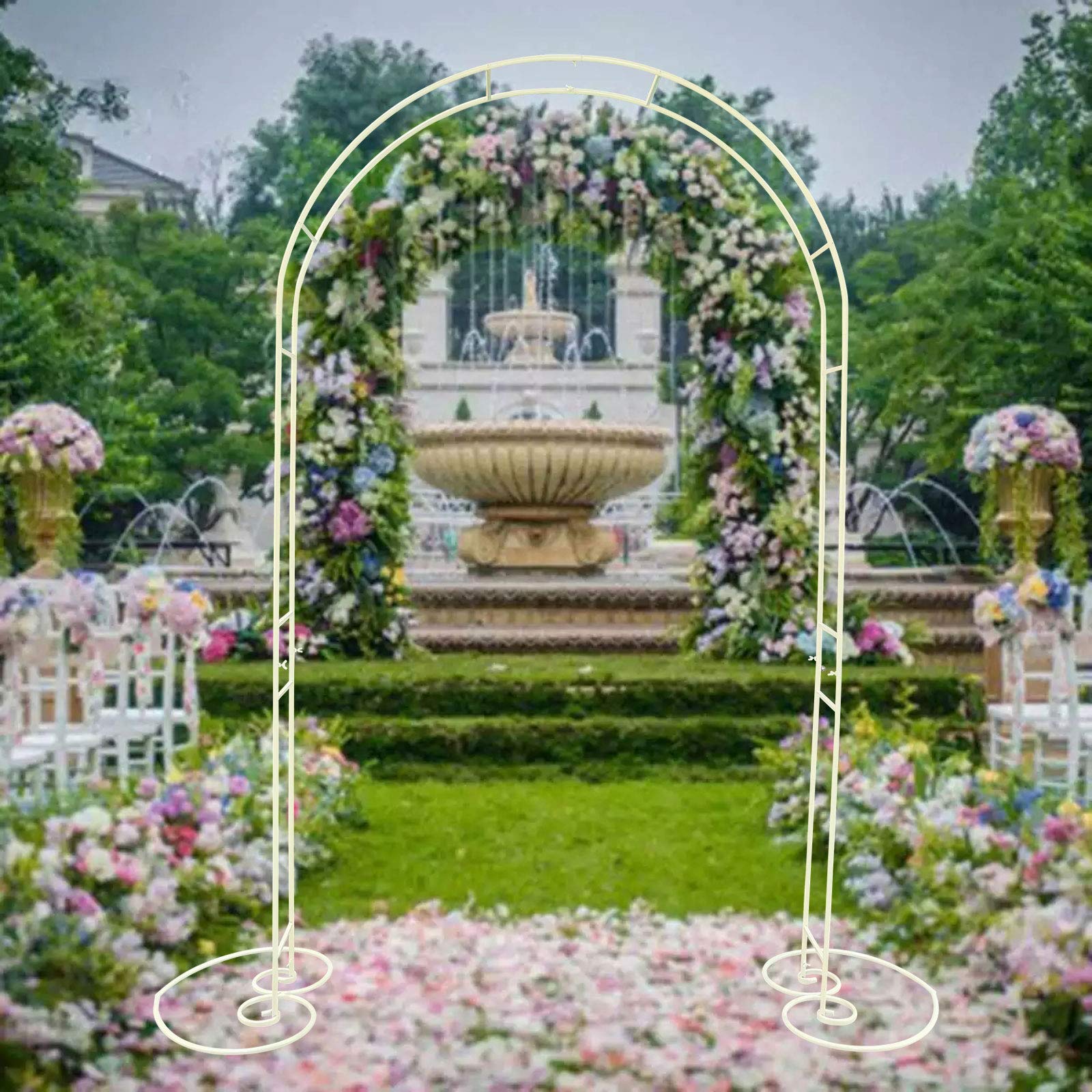 CNCEST Arco da giardino e di rose da con cancello con curva graziosa.