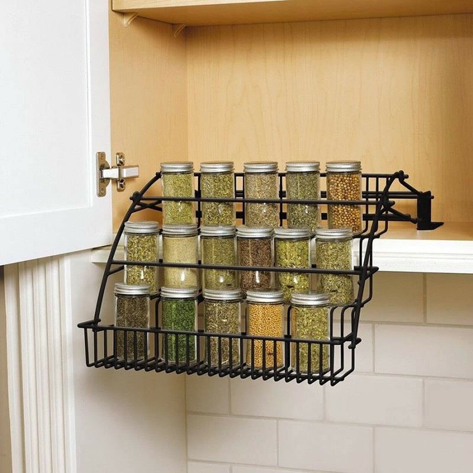 HGYZE Scaffale da Cucina in Metallo, 35cm Portaspezie con Manico in Legno, Mensola  Appoggio Salvaspazio & Divisorio per la Dispensa e l'armadio, Impilabile,  Bianco : : Casa e cucina